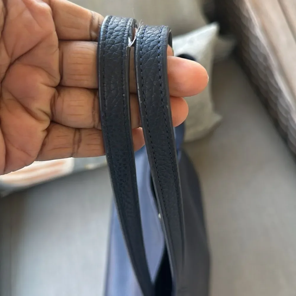 Tory Burch Navy Blue Pebbled leather Tote Bag